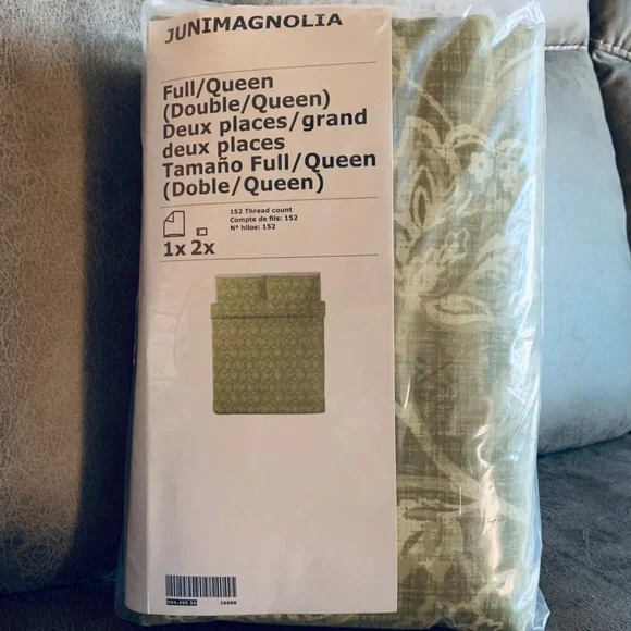 IKEA Olive Green Floral Duvet Cover Set - Picture 3 of 5